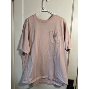 Carhartt Loose Fit T Shirt Mens XL Pink Pocket Crew Neck Casual Workwear‎